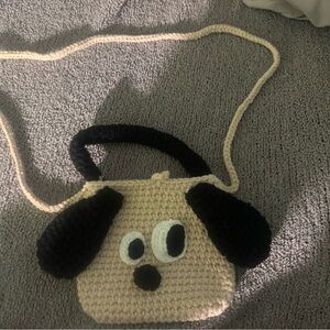 Adorable Cream and Black Puppy Crossbody Bag for Kids